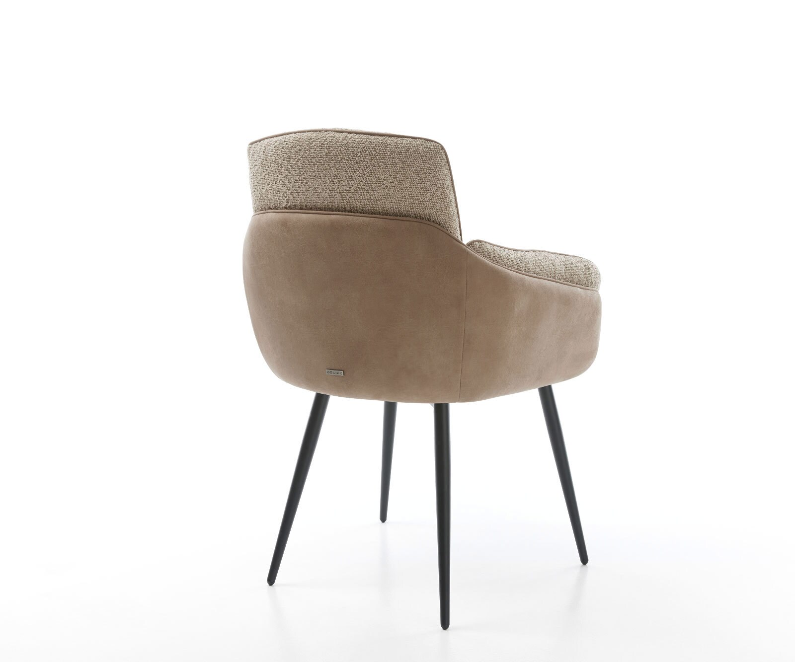 Chaise-de-salle-à-manger Luan-Flex avec accoudoirs tissu mixte couleur boue 4 pieds coniques noir 3