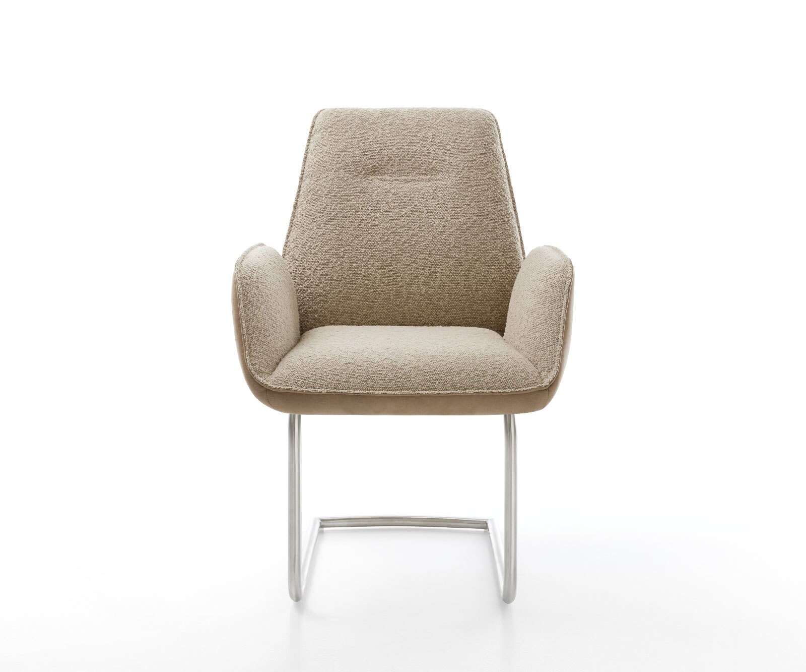 Cantilever Zoa-Flex tissu mixte couleur boue pied cantilever rond acier inoxydable brossé ressorts ensachés 2