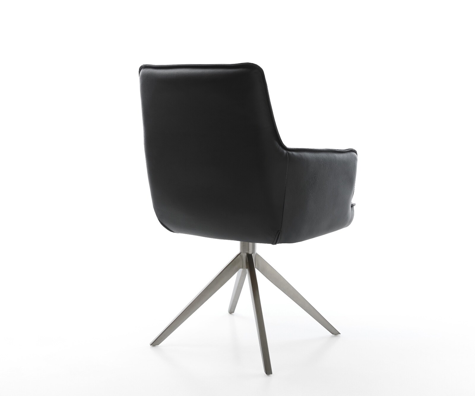 Chaise-pivotante Heira-Flex avec accoudoirs cuir de vache noir pied croisé large grafiete pivotement sur 360° fonction bascule ressorts ensachés 4