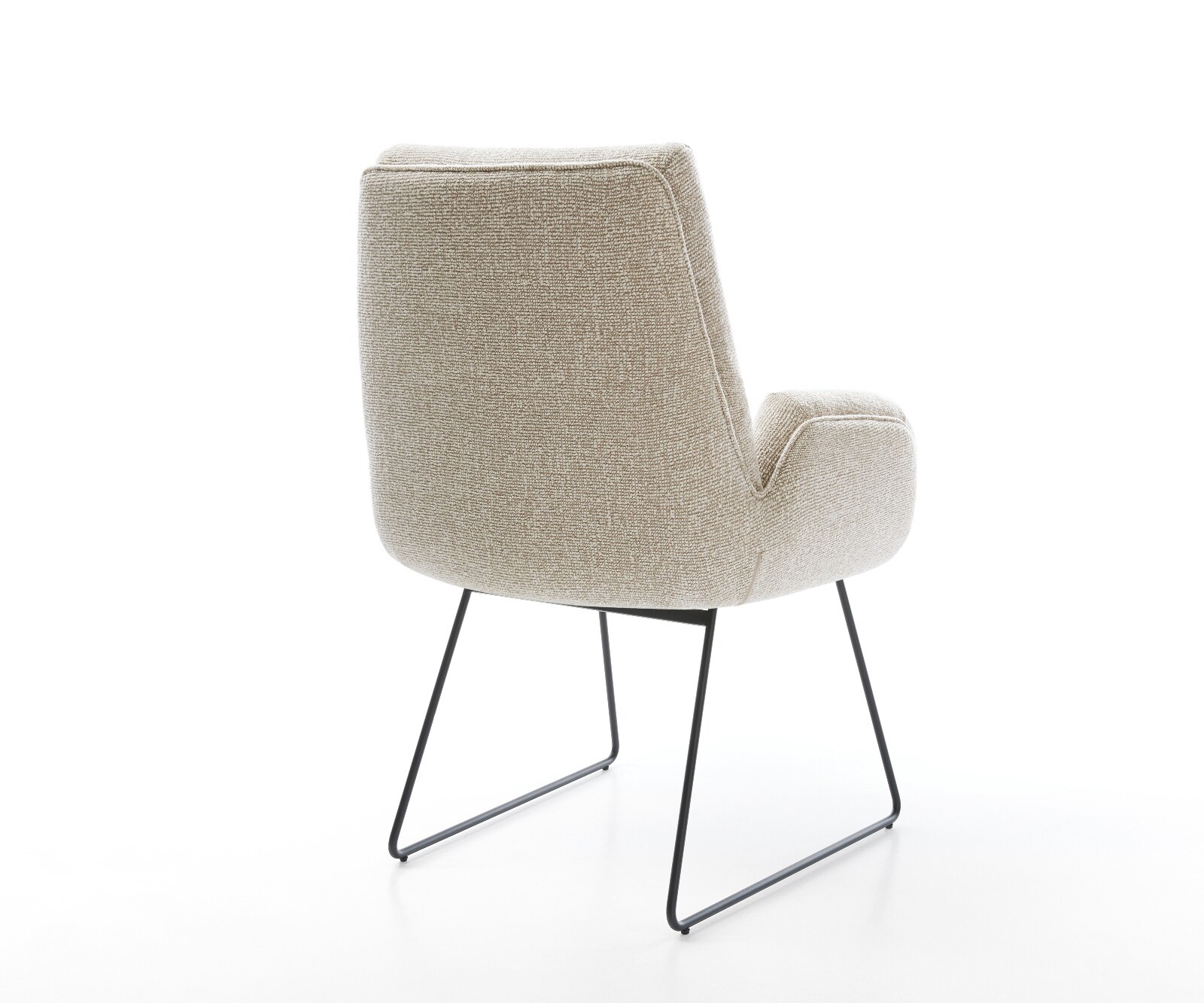 Chaise-de-salle-à-manger Clea-Flex tissu tissé doux beige pied trapèze noir 4