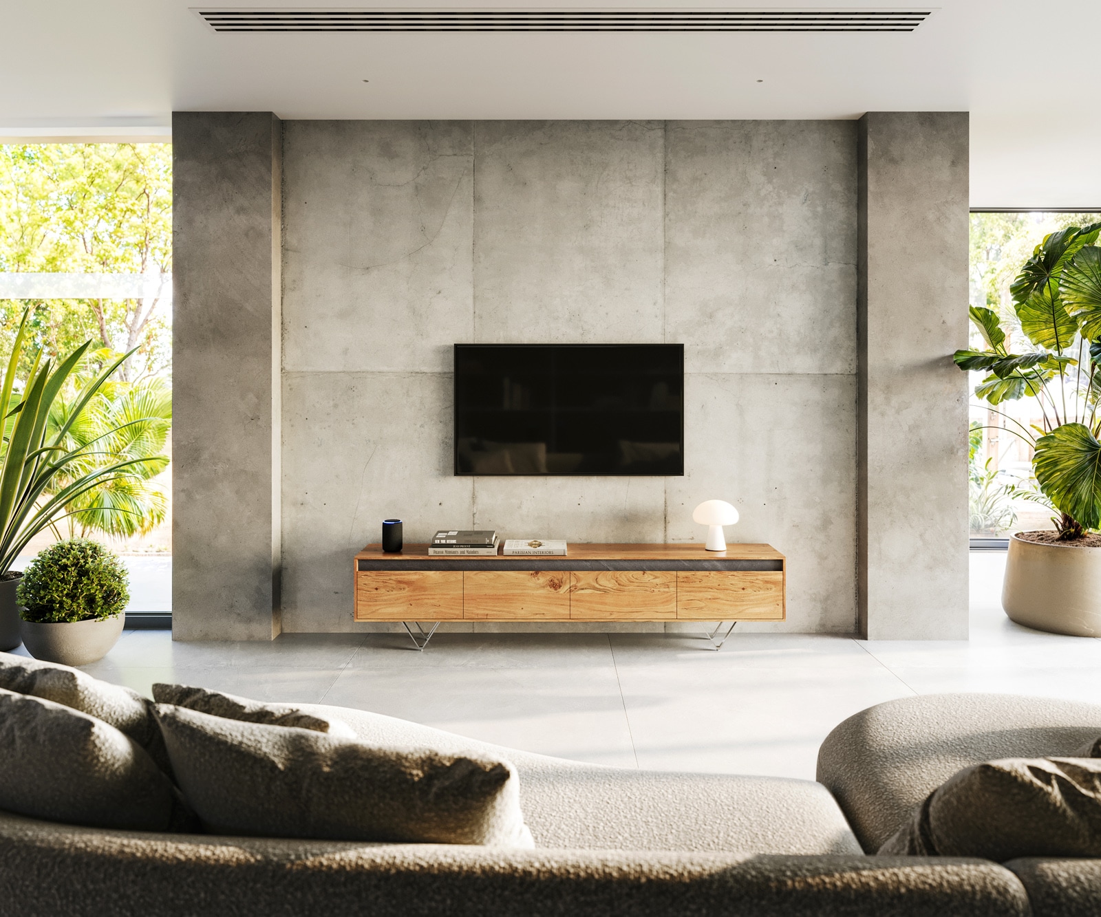 Meuble-TV Stonegrace 200 cm acacia nature 4 tiroirs 1 Meuble-TV Stonegrace 200 cm acacia nature 4 tiroirs 1