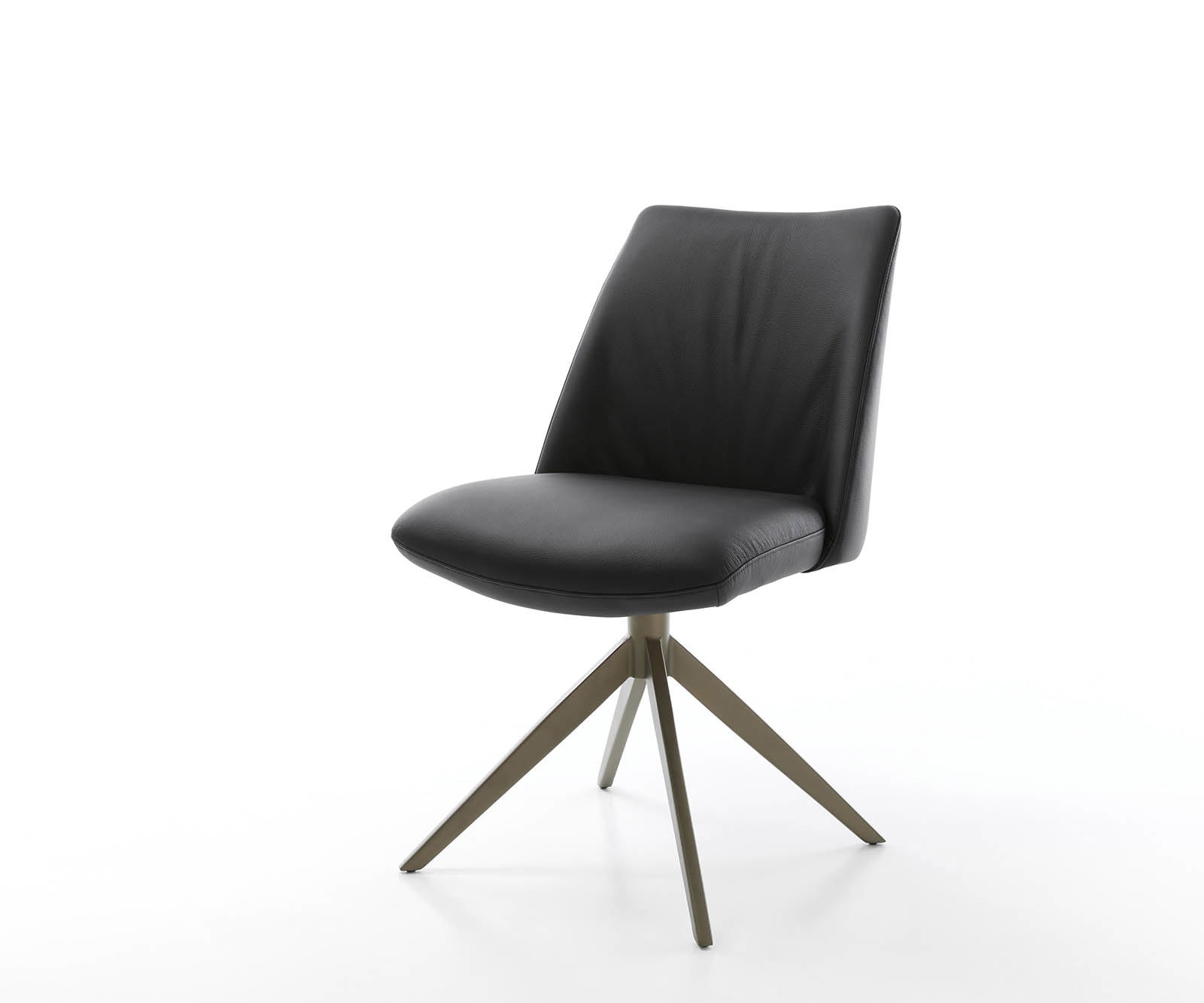 Drehstuhl Elso-Flex Echt-Leder Schwarz Kreuzgestell breit Effektfinish Titan 360° drehbar Taschenfederkern Drehstuhl Elso-Flex Echt-Leder Schwarz Kreuzgestell breit Effektfinish Titan 360° drehbar Taschenfederkern