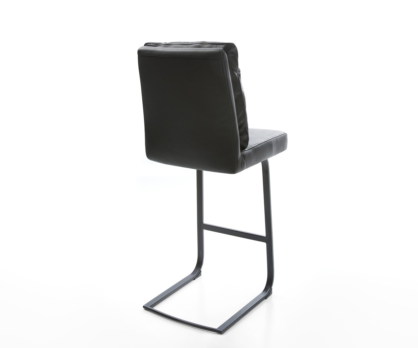 Barstuhl Pela-Flex Echt-Leder Schwarz Freischwinger flach Metall 5