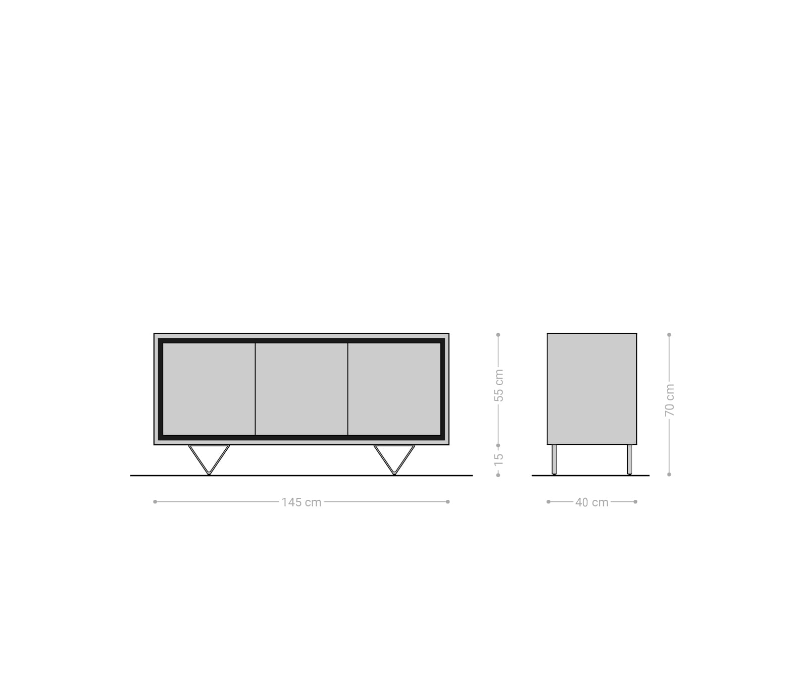 Buffet Stonegrace 145 cm acacia nature 3 portes placage en pierre pieds en V 6 Buffet Stonegrace 145 cm acacia nature 3 portes placage en pierre pieds en V 6