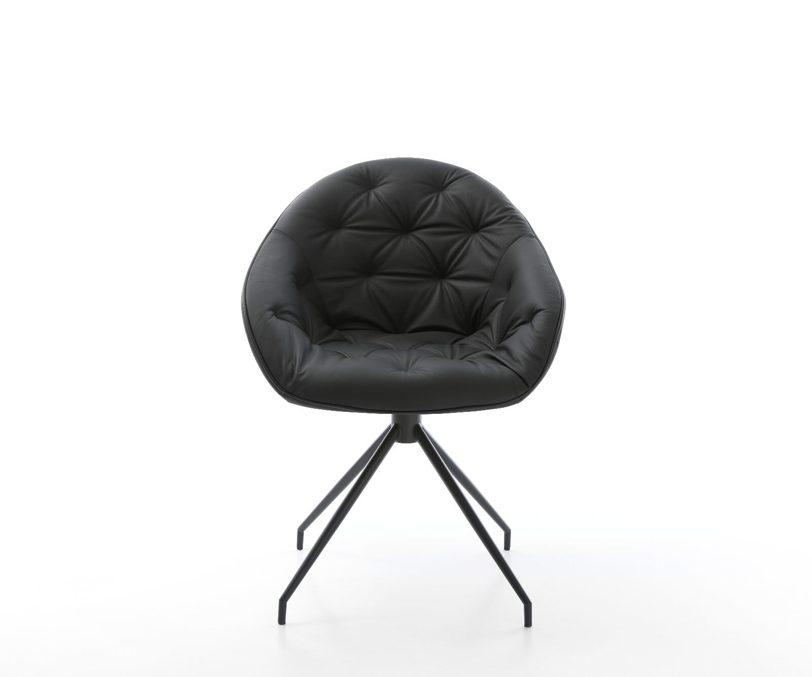 Esszimmerstuhl Gaio-Flex Echt-Leder Schwarz Kreuzgestell konisch Schwarz 1