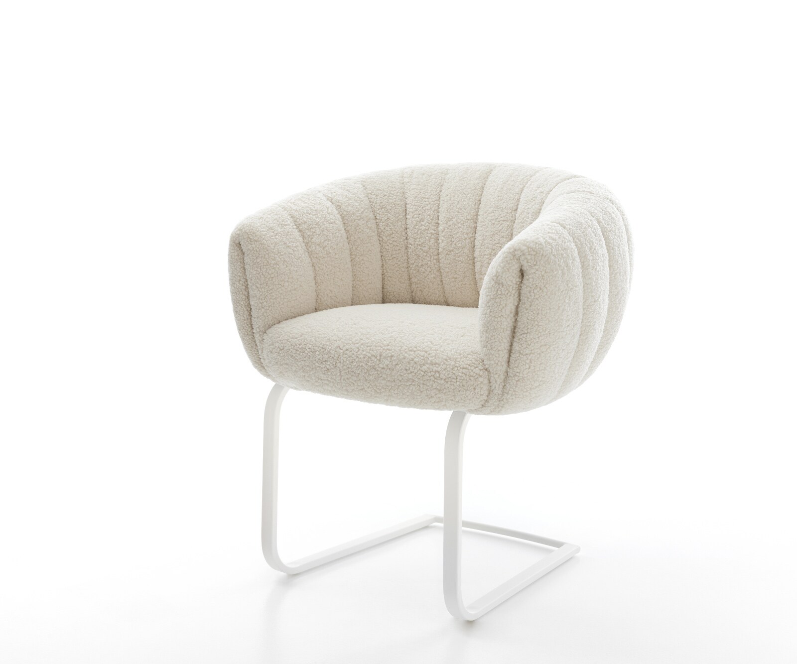 Freischwinger Jada-Flex Teddystoff Beige Freischwinger flach Weiß Taschenfederkern 1