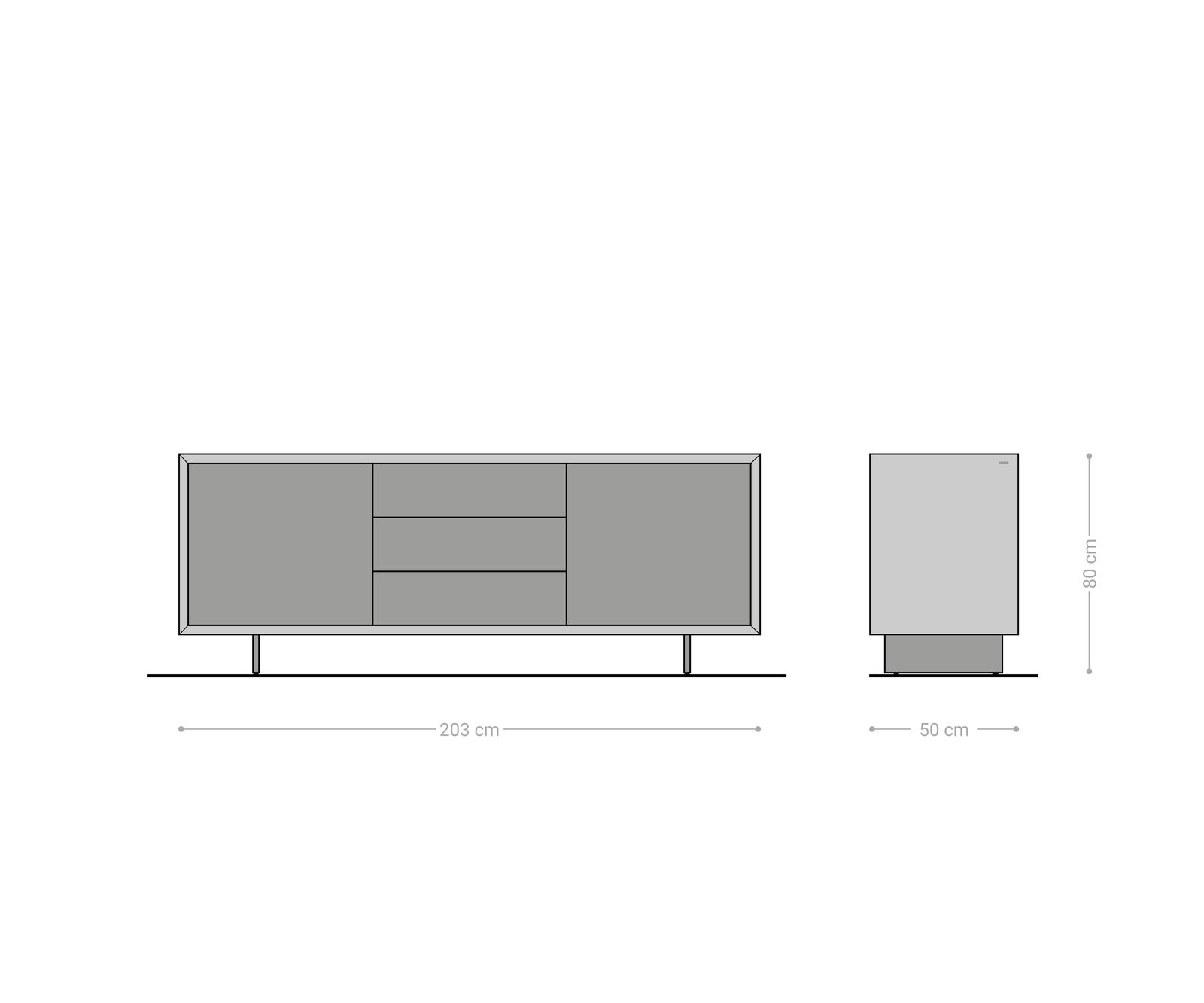 Sideboard Yori 200 cm Metallic Gold 2 Türen 3 Schubladen Acrylfuß Keramik Laminam®Noir Desir Braun 8