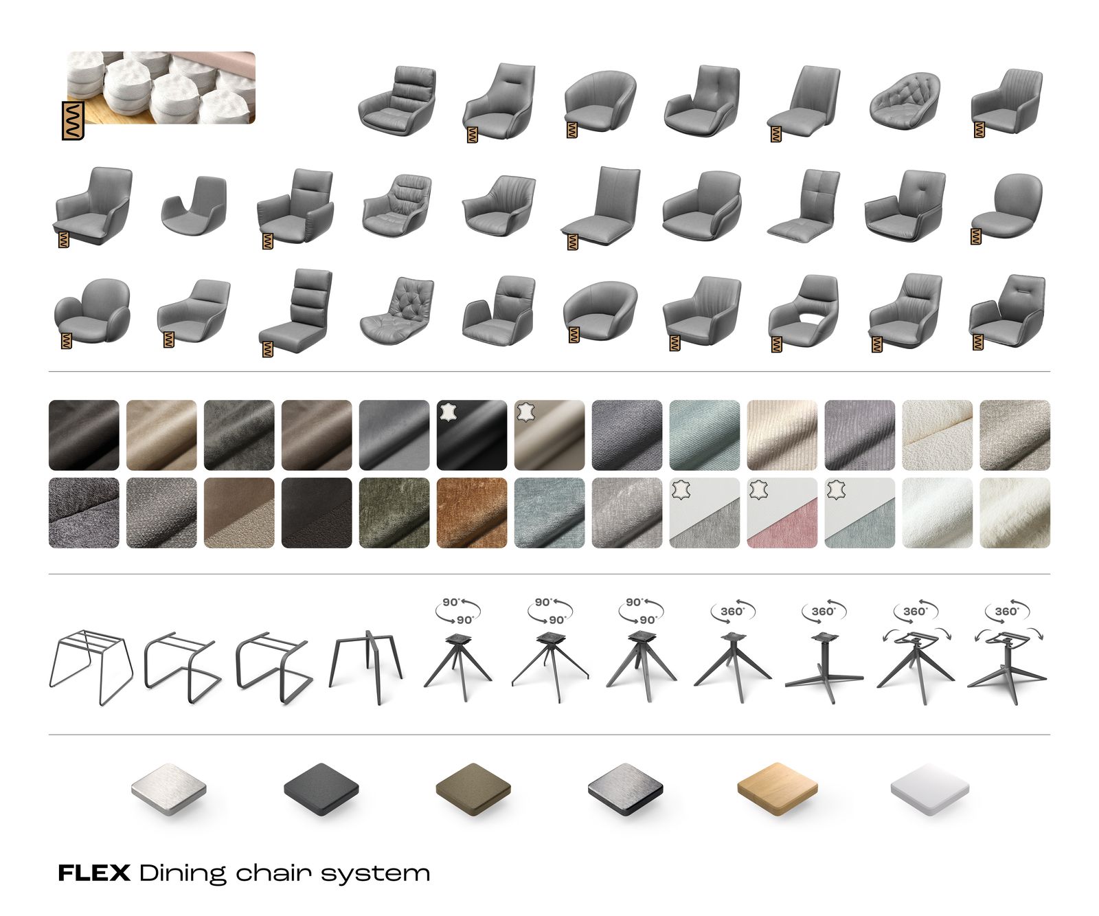 Drehstuhl Nube-Flex Webstoff Soft Beige Fußkreuz Weiß 360° drehbar Wippfunktion Taschenfederkern 6