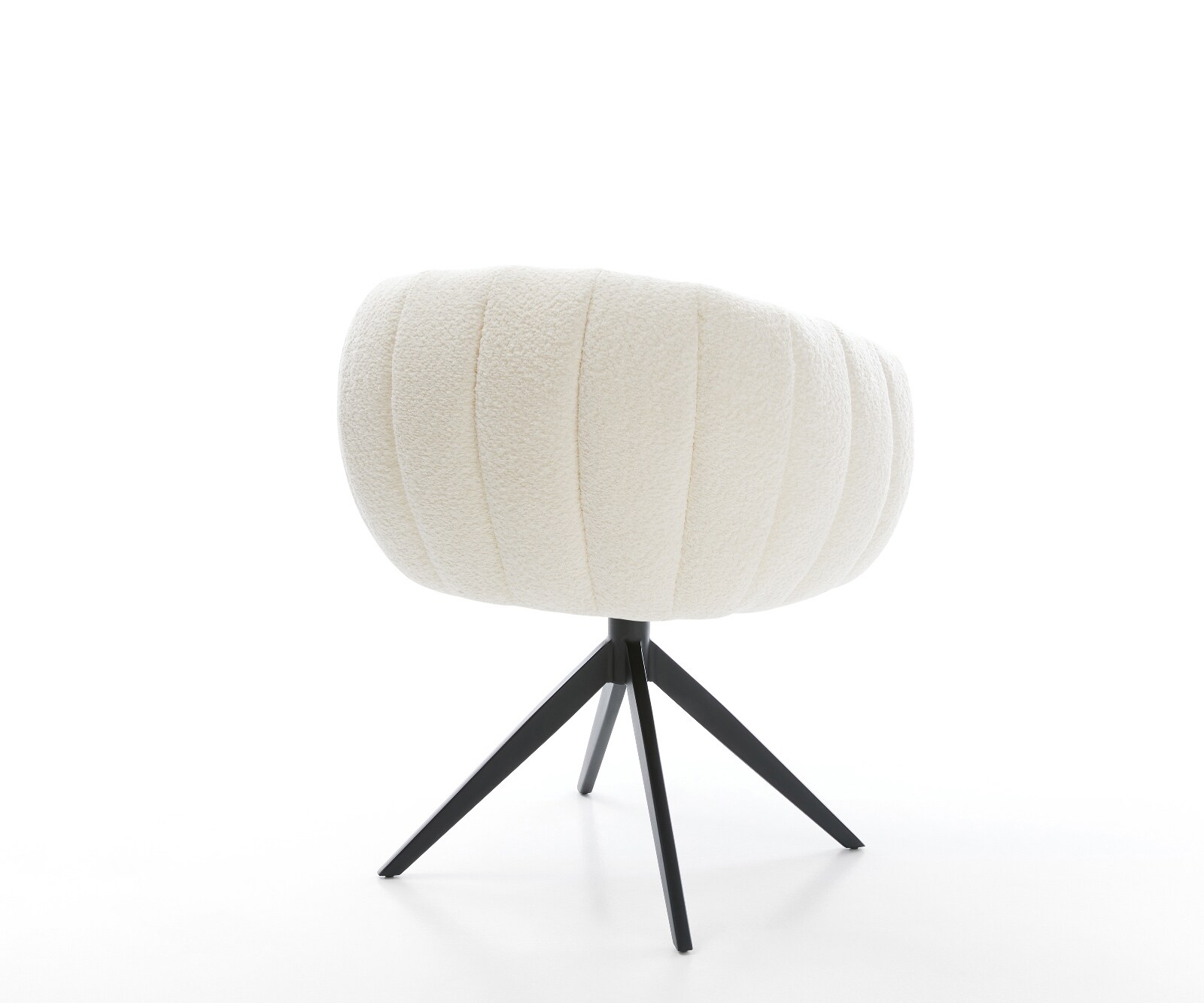 Drehstuhl Jada-Flex Bouclé Weiß Kreuzgestell breit Schwarz 360° drehbar Wippfunktion Taschenfederkern 4