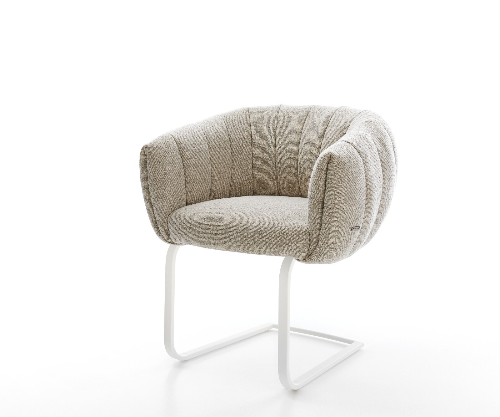 Cantilever Jada-Flex tissu tissé doux beige pied cantilever plat blanc ressorts ensachés 1