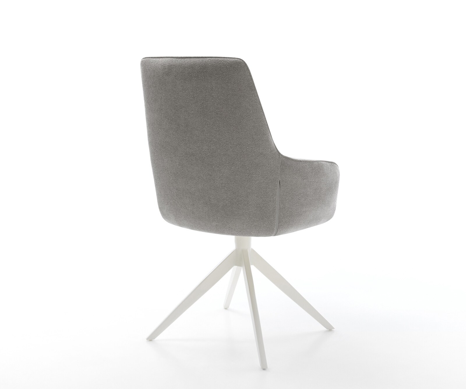 Chaise-pivotante Zelia-Flex avec accoudoirs tissu structuré doux gris pied croisé large blanc pivotement sur 360° fonction bascule resorts ensachés 4