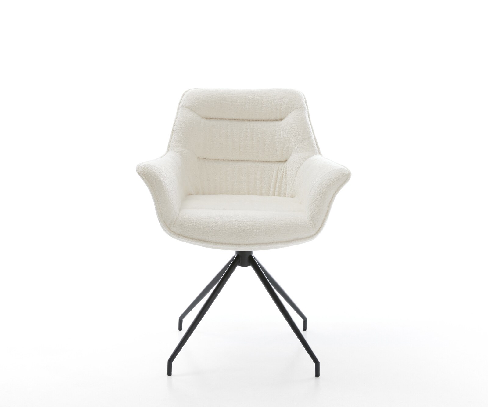 Esszimmerstuhl Kaira-Flex Bouclé Soft Beige Kreuzgestell konisch Schwarz 1