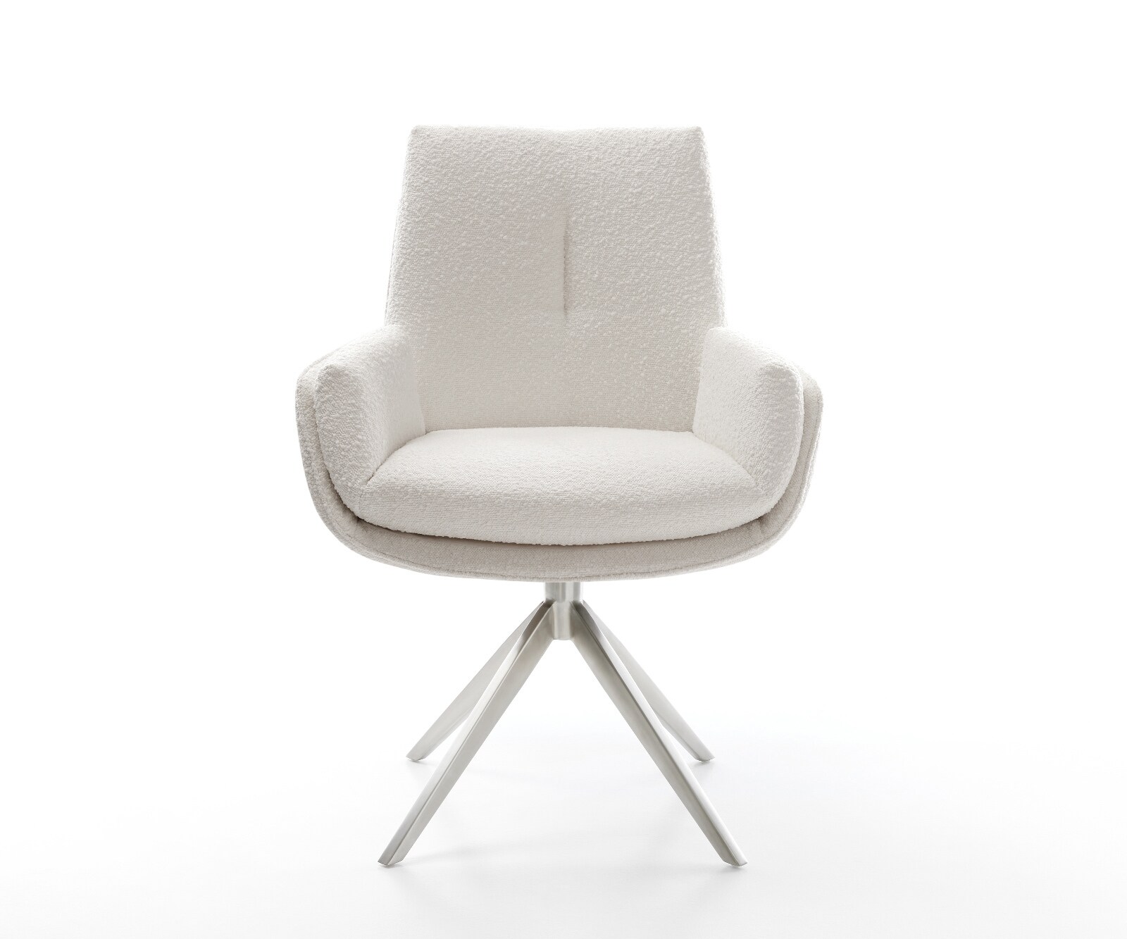 Chaise-pivotante Clea-Flex bouclé crème-blanc pied croisé large acier inoxydable pivotement sur 360° fonction bascule 1