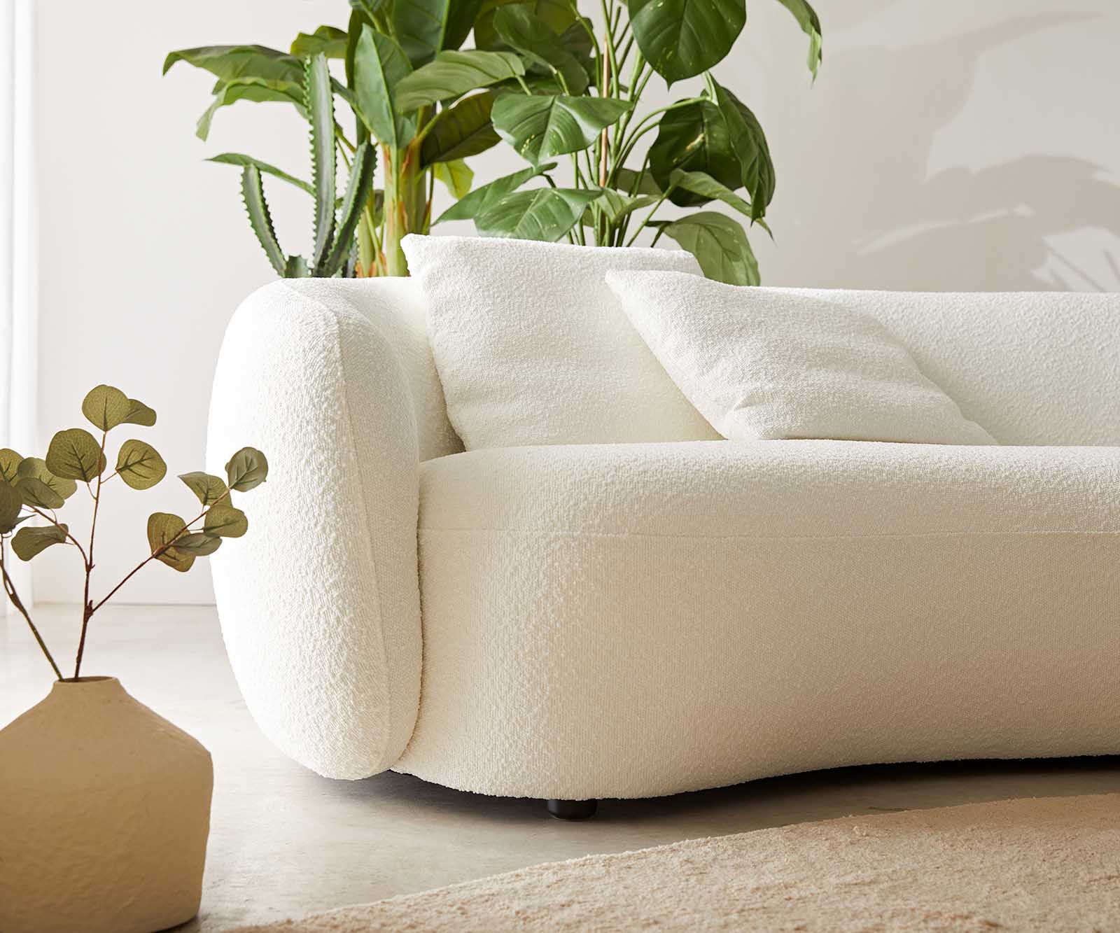 Canapé-3-places Larna 260x120 cm Bouclé Crème-Blanc 4