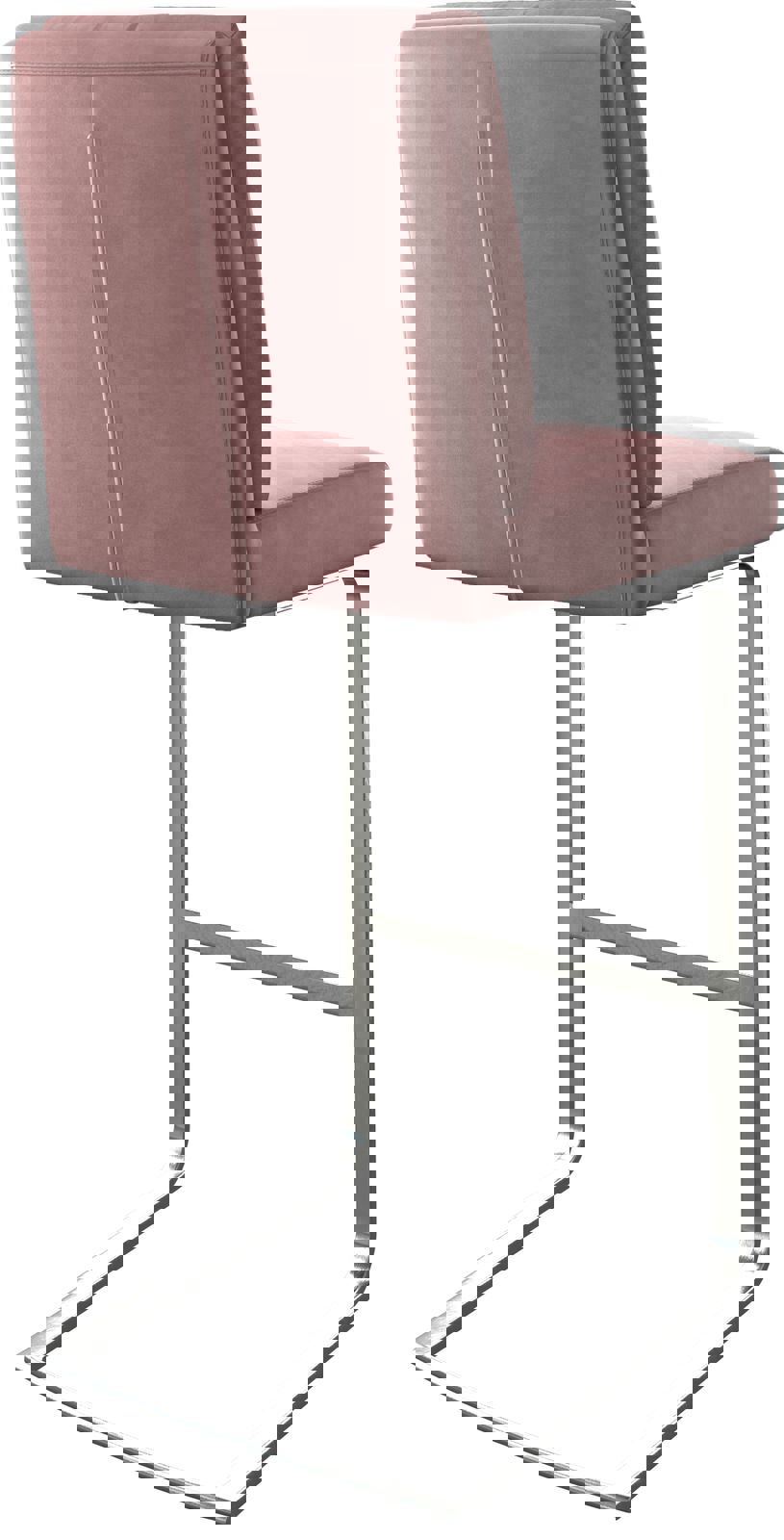 Barstuhl Pela-Flex Samt Rosé Freischwinger flach Edelstahl 5