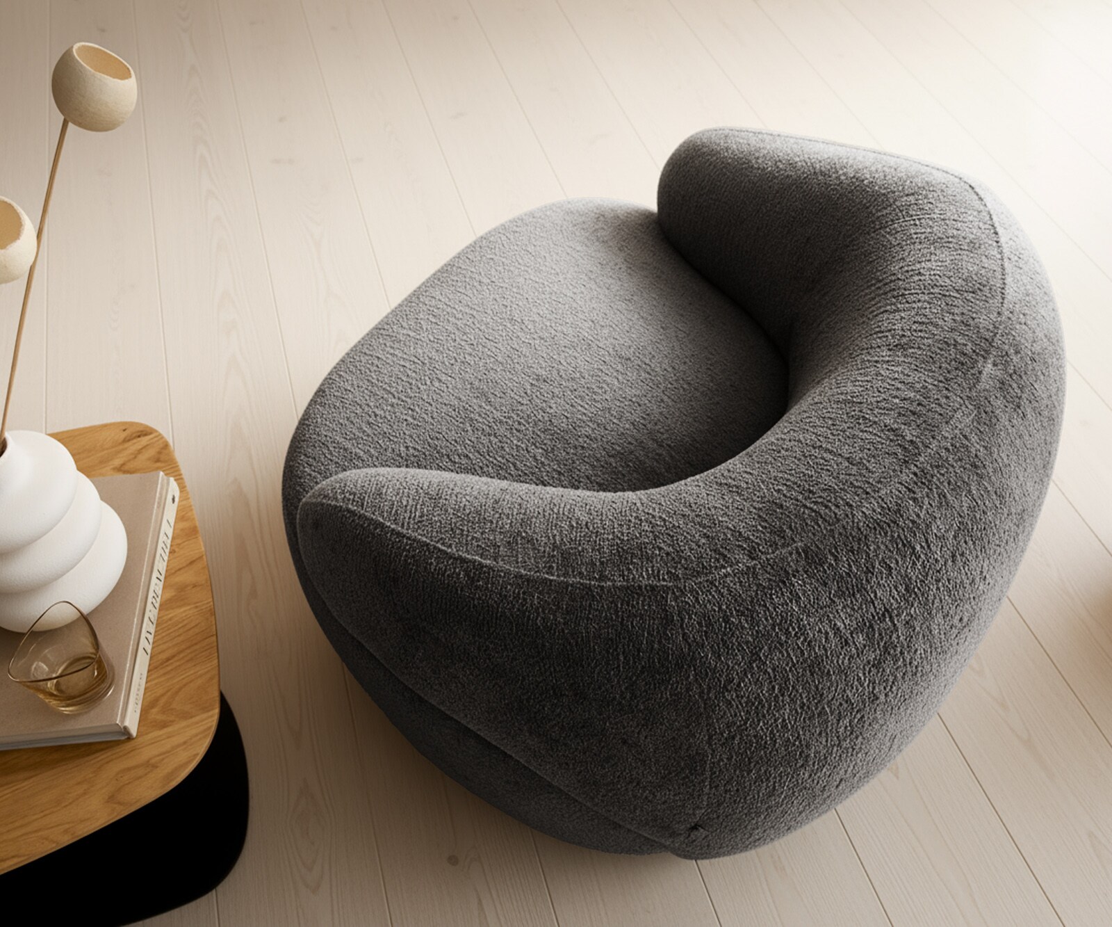 Loungesessel Nova 88x88 cm Bouclé Soft Schlamm 3