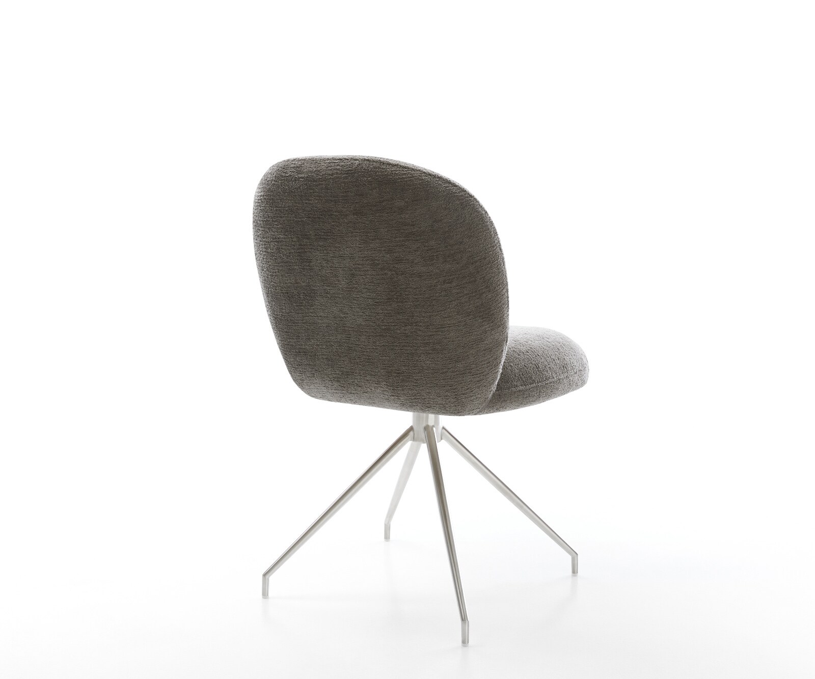 Chaise-de-salle-à-manger Nube-Flex bouclé doux couleur boue pied croisé conique acier inoxydable resorts ensachés 5
