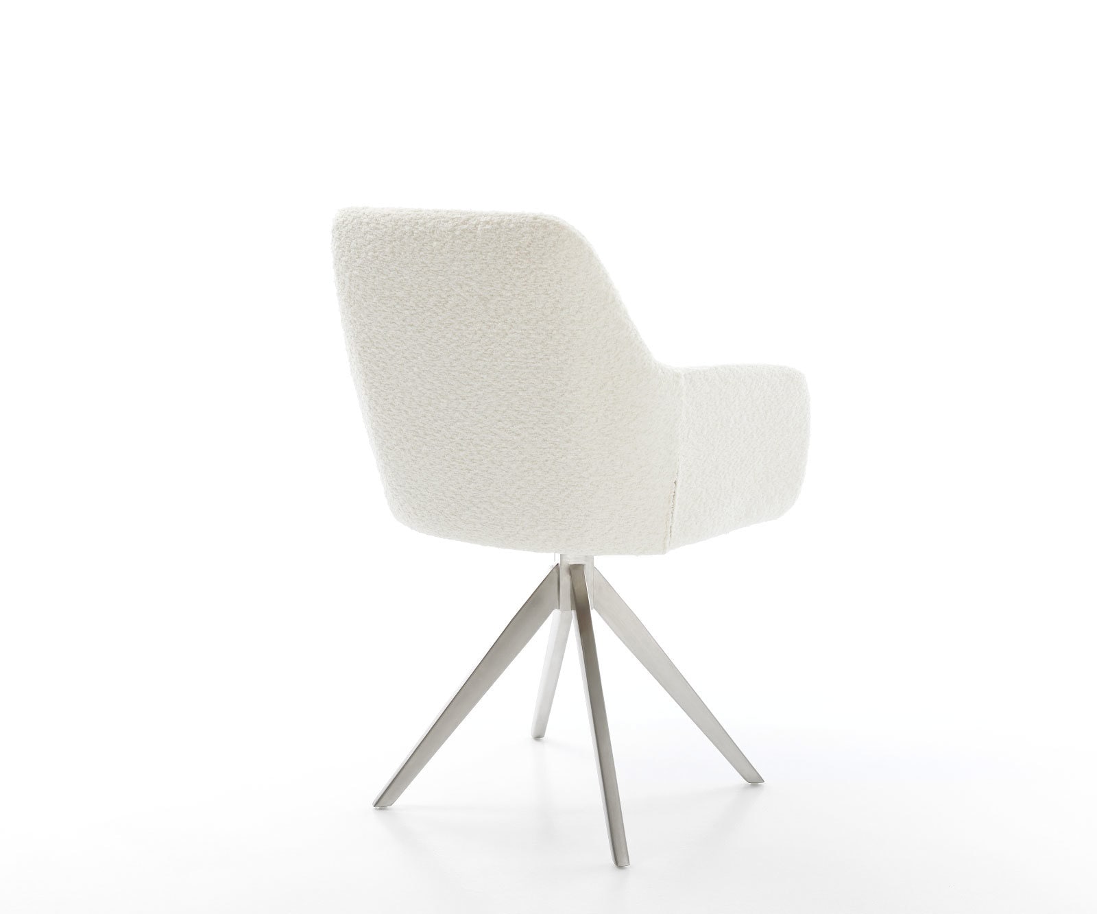 Chaise-de-salle-à-manger Pejo-Flex bouclé blanc pied croisé angulaire acier inoxydable brossé ressorts ensachés 5 Chaise-de-salle-à-manger Pejo-Flex bouclé blanc pied croisé angulaire acier inoxydable brossé ressorts ensachés 5