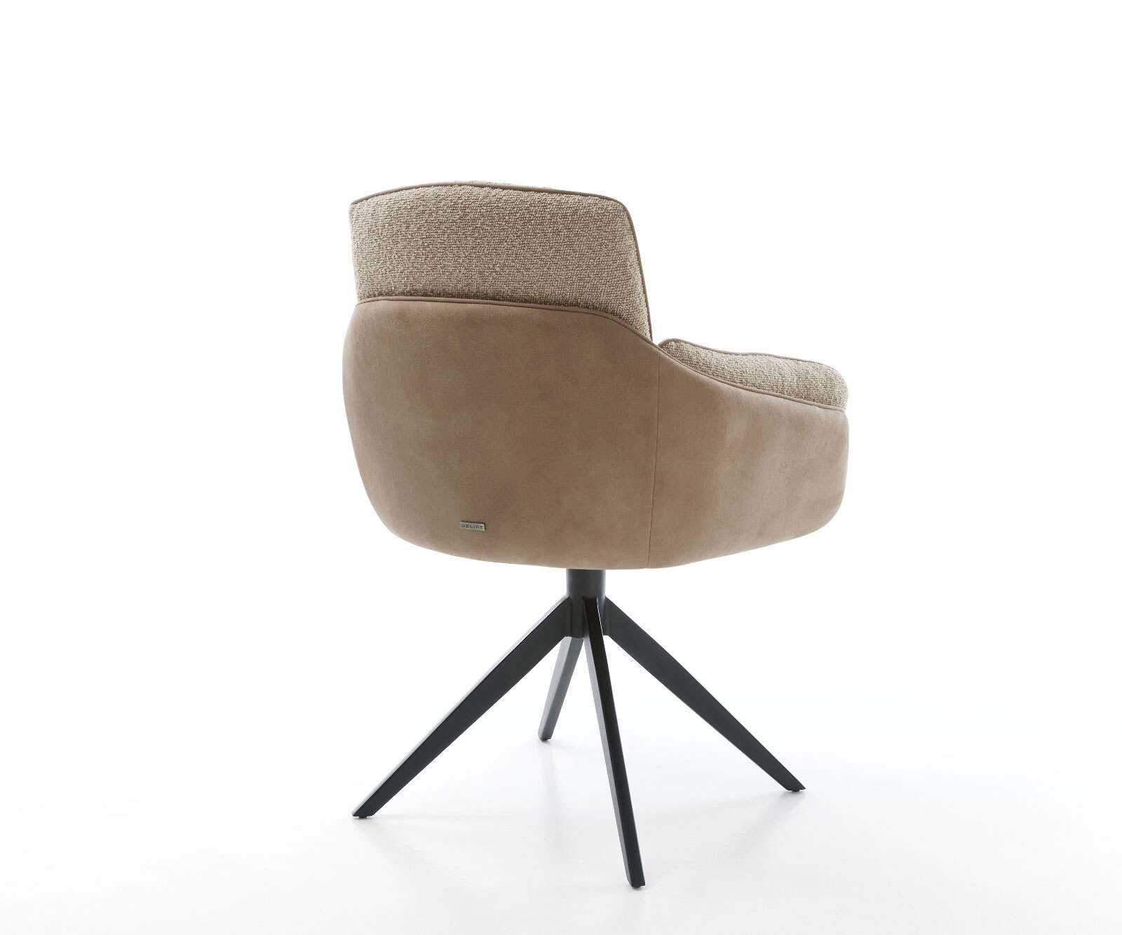Chaise-pivotante Luan-Flex avec accoudoirs tissu mixte couleur boue pied croisé large noir pivotement sur 360° 3
