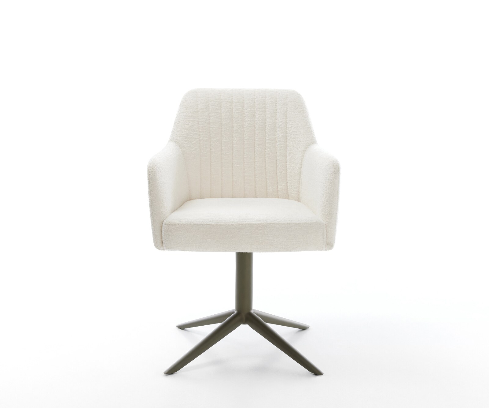 Drehstuhl Greg-Flex Bouclé Soft Beige Fußkreuz Effektfinish Titan 360° drehbar Wippfunktion Taschenfederkern 1