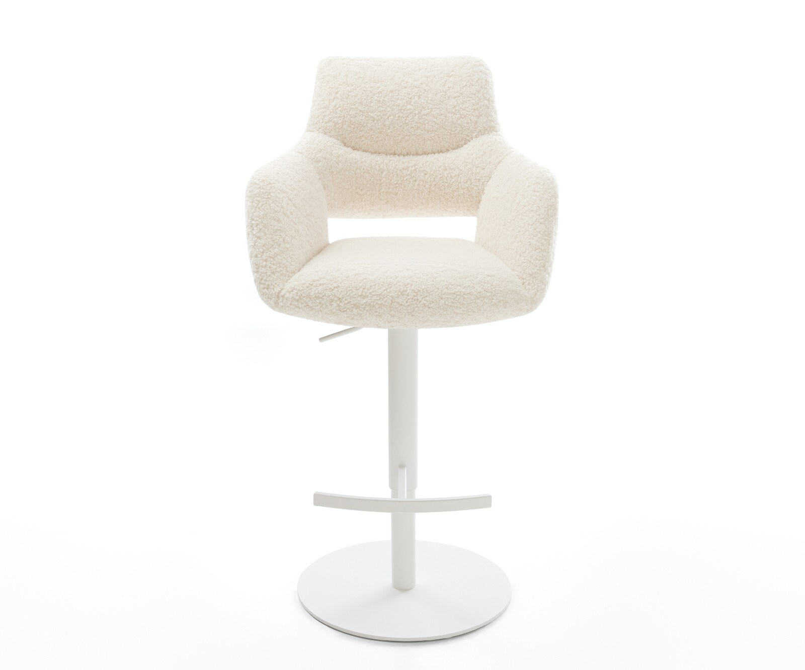 Chaise-de-bar Yago-Flex Tissu teddy Beige Pied pivotant réglable en hauteur blanc Blanc Ressort ensaché 1