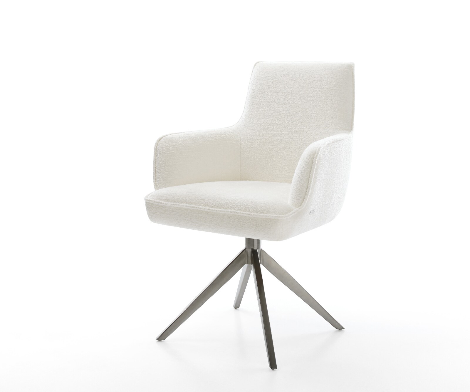 Drehstuhl Heira-Flex mit Armlehnen Bouclé Soft Beige Kreuzgestell breit Graphit 360° drehbar Wippfunktion Taschenfederkern