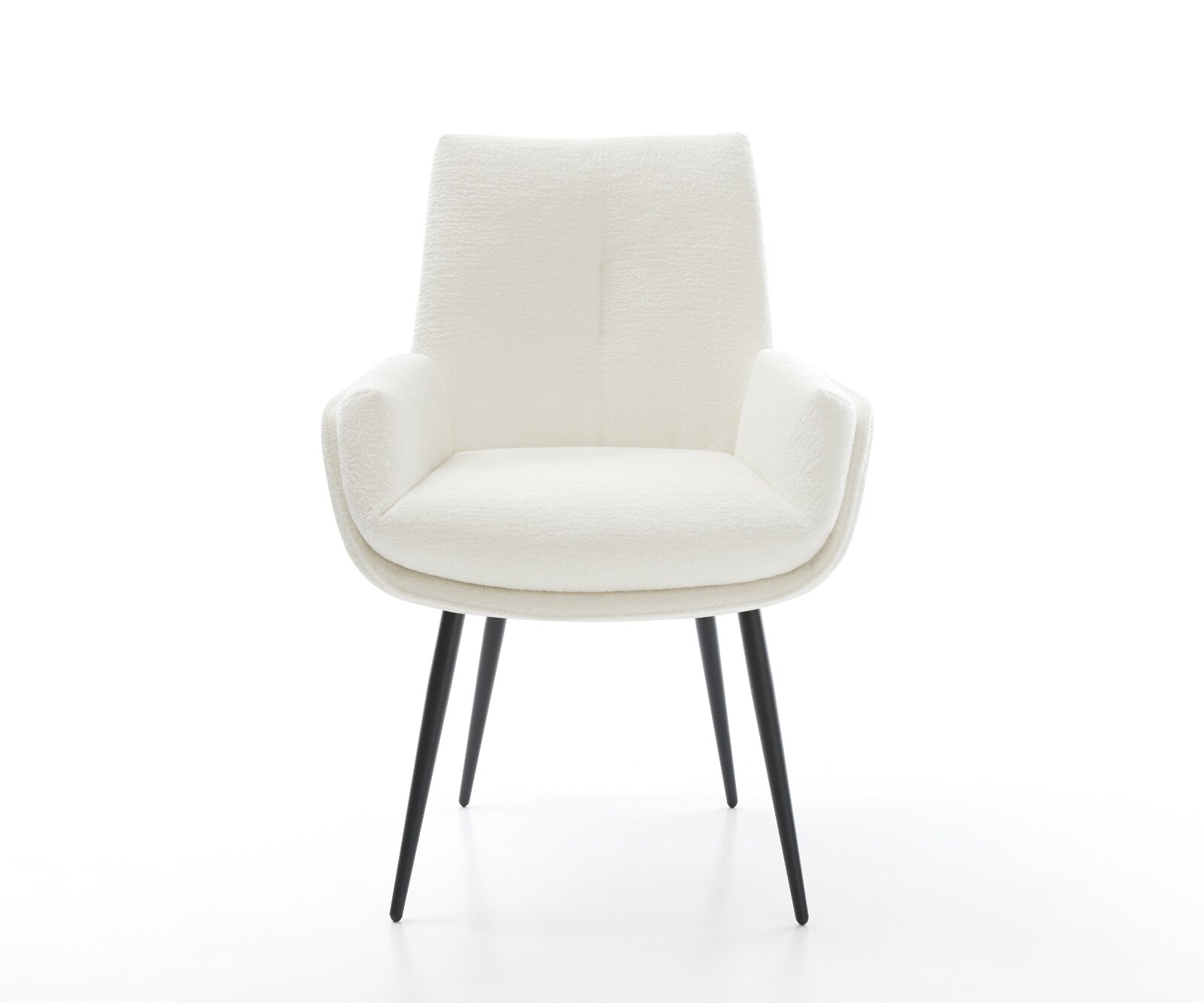Chaise-de-salle-à-manger Clea-Flex bouclé doux beige 4 pieds coniques noir 1
