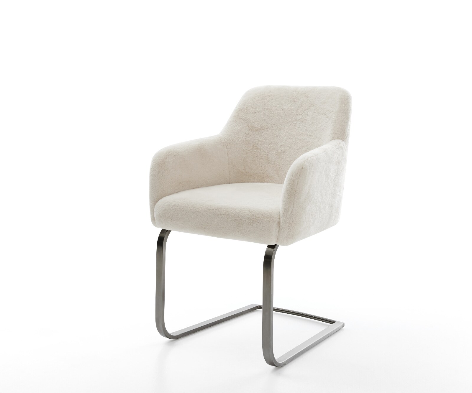 Freischwinger Greg-Flex Plüsch Creme-Weiß Freischwinger flach Graphit Taschenfederkern