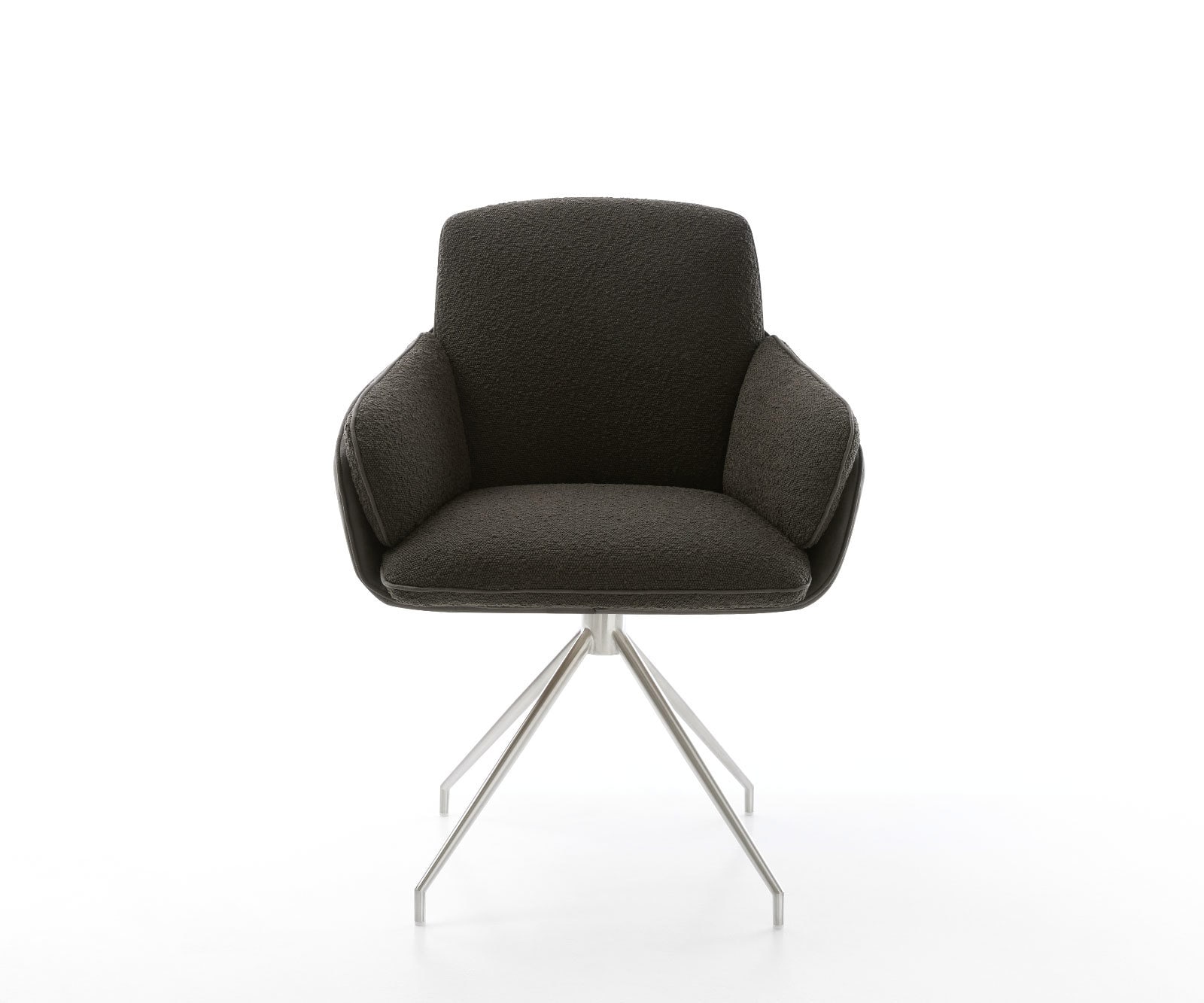 Drehstuhl Luan-Flex mit Armlehnen Materialmix Schwarz Kreuzgestell konisch Edelstahl 180° drehbar 1 Drehstuhl Luan-Flex mit Armlehnen Materialmix Schwarz Kreuzgestell konisch Edelstahl 180° drehbar 1