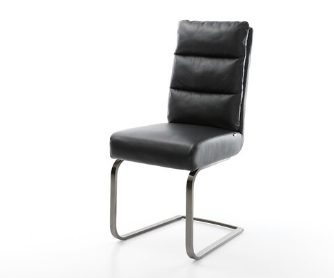 Freischwinger Pela-Flex Echt-Leder Schwarz Freischwinger flach Graphit Taschenfederkern