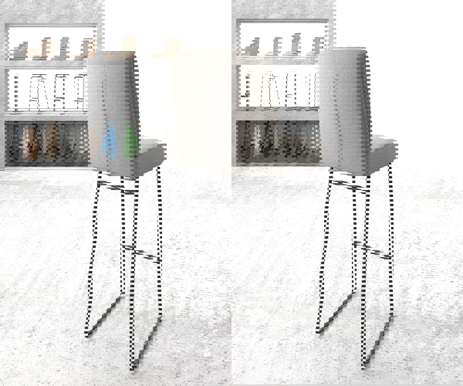 Barstuhl Pela-Flex Stripes Hellgrau Kufengestell Metall 2 Barstuhl Pela-Flex Stripes Hellgrau Kufengestell Metall 2