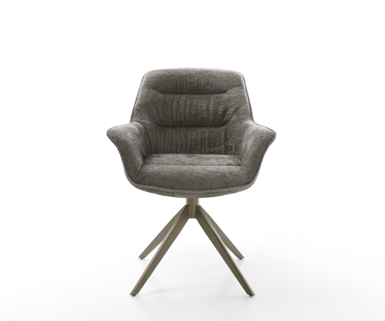 Chaise-pivotante Kaira-Flex bouclé doux couleur boue pied croisé large aspect titane pivotement sur 360° fonction bascule 2