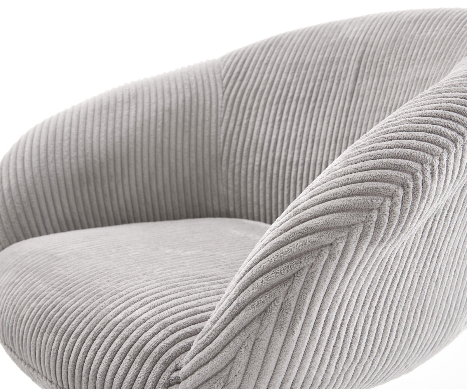 Drehstuhl Vinka-Flex mit Armlehnen Cord Silbergrau Kreuzgestell breit Edelstahl 360° drehbar Taschenfederkern 3