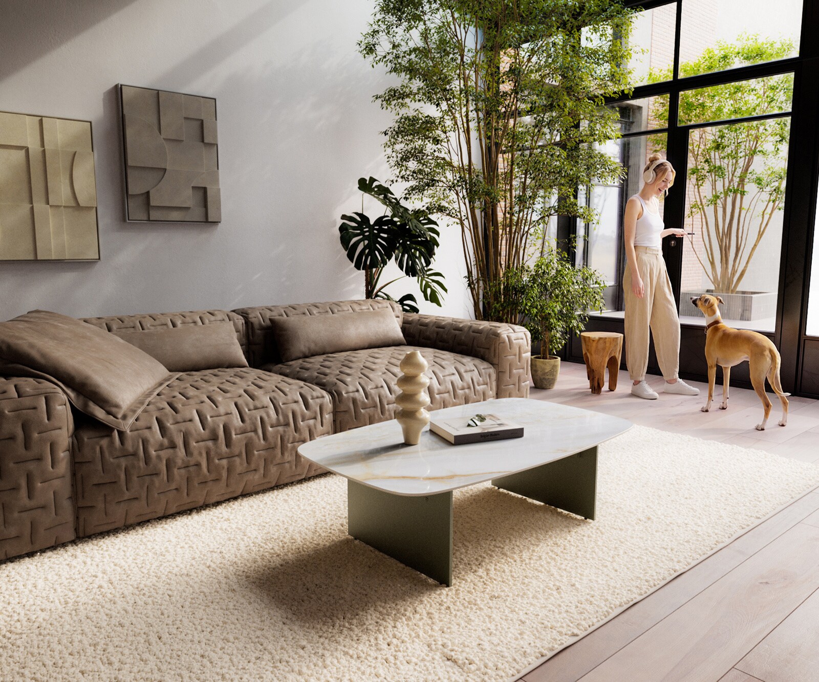 Couchtisch Edge Boot 120x70 cm Keramik Onyx Pearl Salto Metall Effektfinish Titan 6