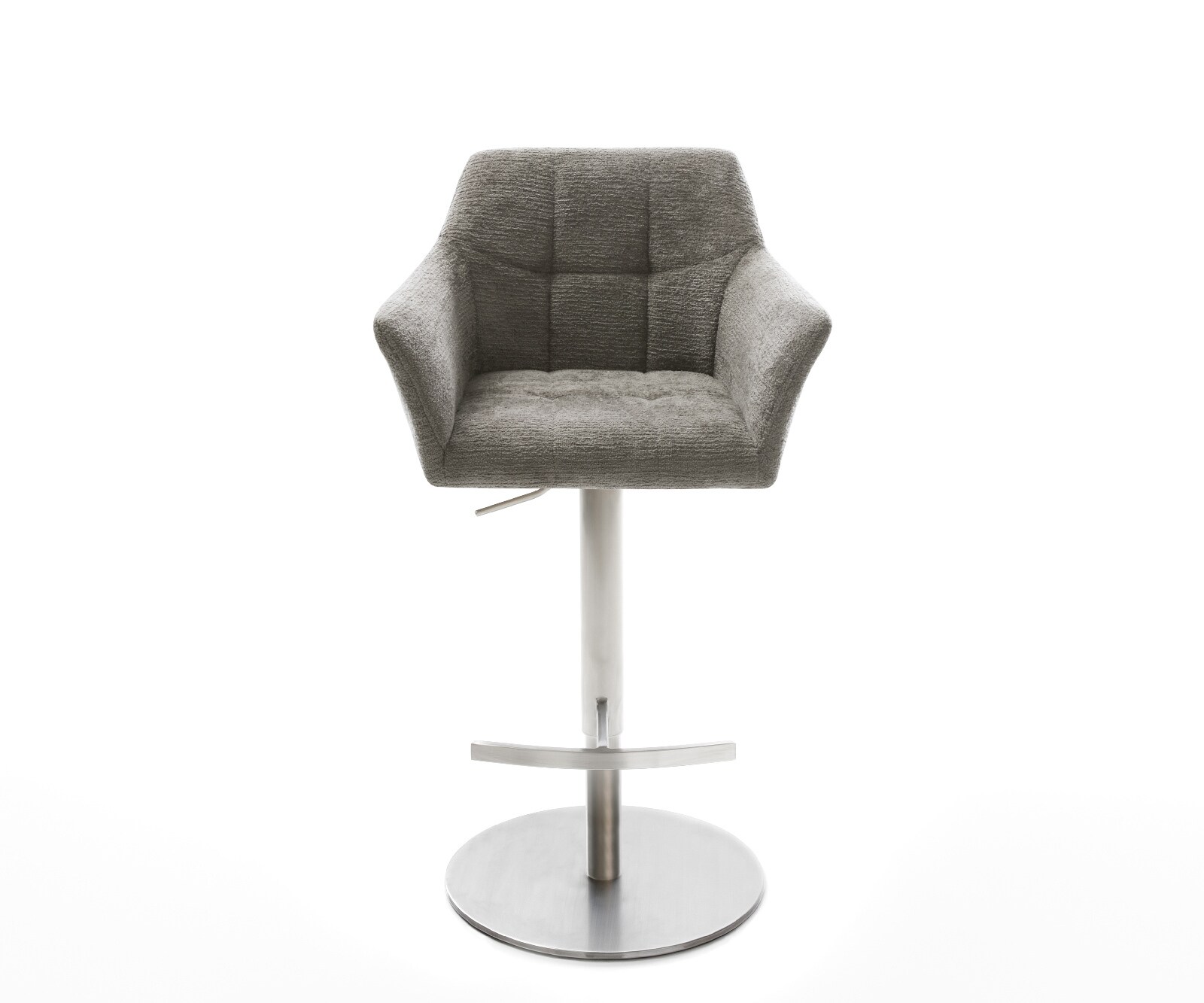 Chaise-de-bar Yulo-Flex Bouclé doux Boue Pied pivotant réglable en hauteur en acier inoxydable Argent 1