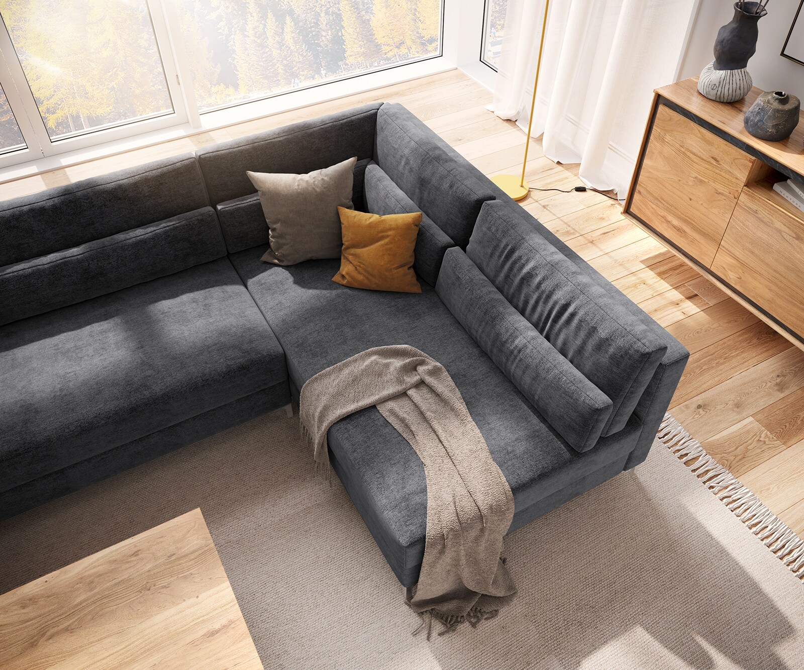 Wohnlandschaft Elio XL 400x185 cm Mikrofaser Graphite 4
