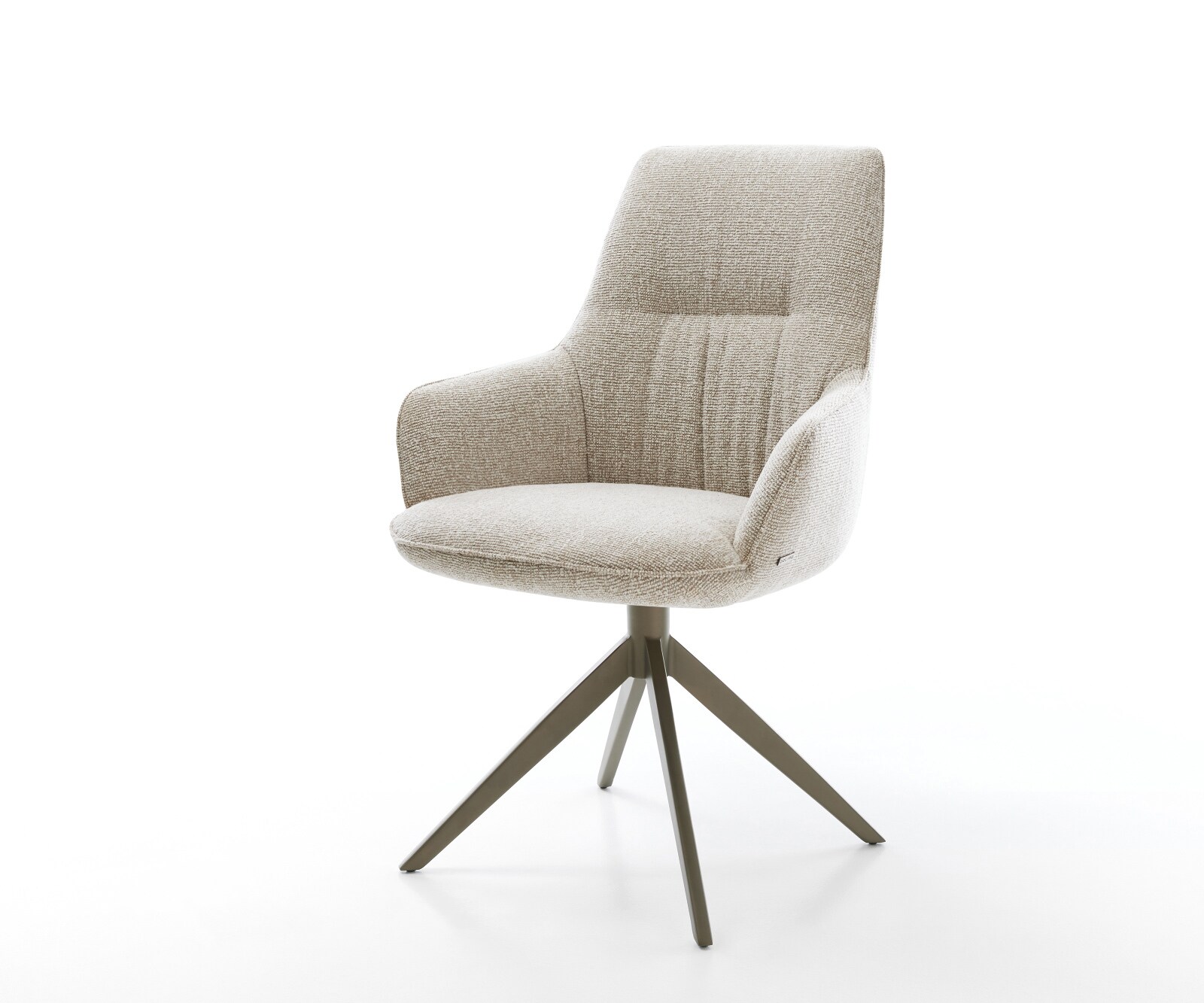 Chaise-pivotante Zelia-Flex avec accoudoirs tissu tissé doux beige pied croisé large aspect titane pivotement sur 360° fonction bascule resorts ensachés 1