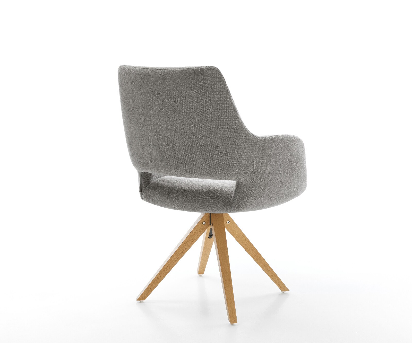 Drehstuhl Yago-Flex mit Armlehnen Strukturstoff Soft Grau Holzgestell kantig Natur 360° drehbar Taschenfederkern 5
