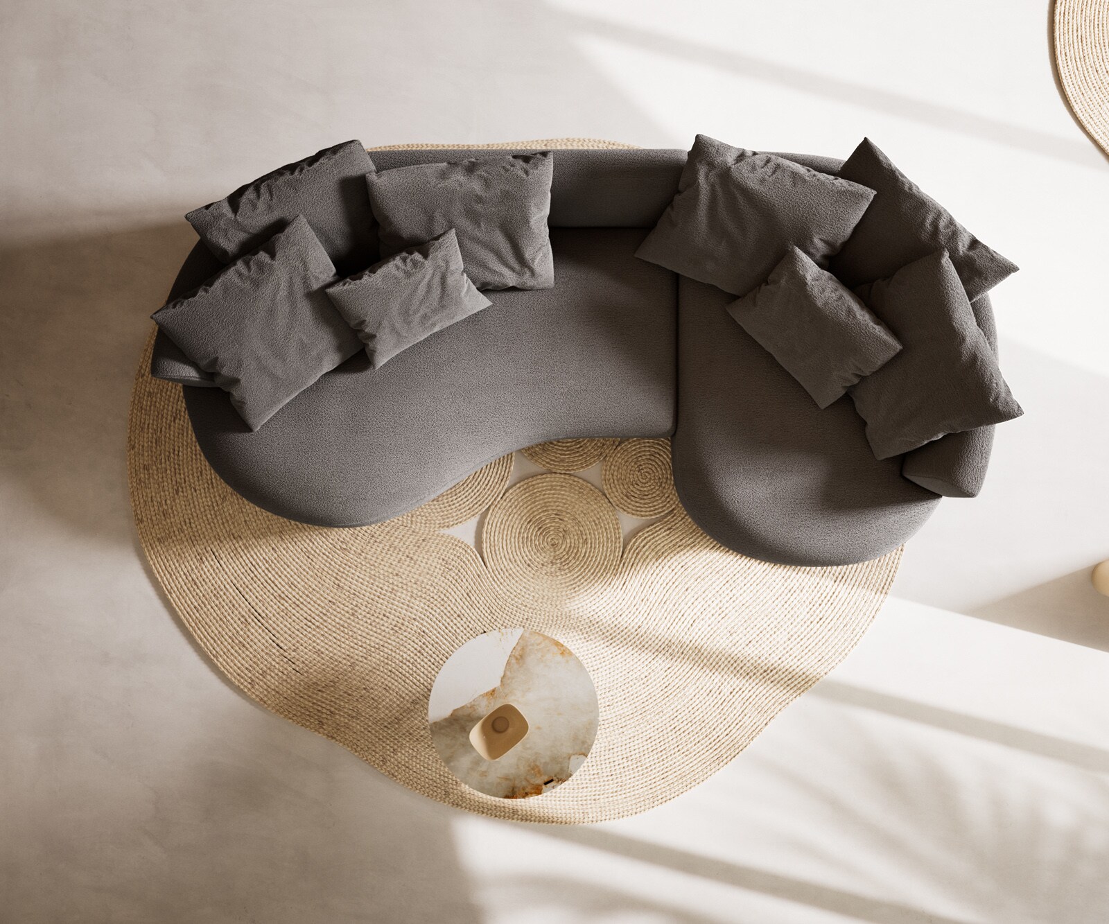 Grand-canapé Edina 330 x 170 cm Bouclé Soft Boue 8