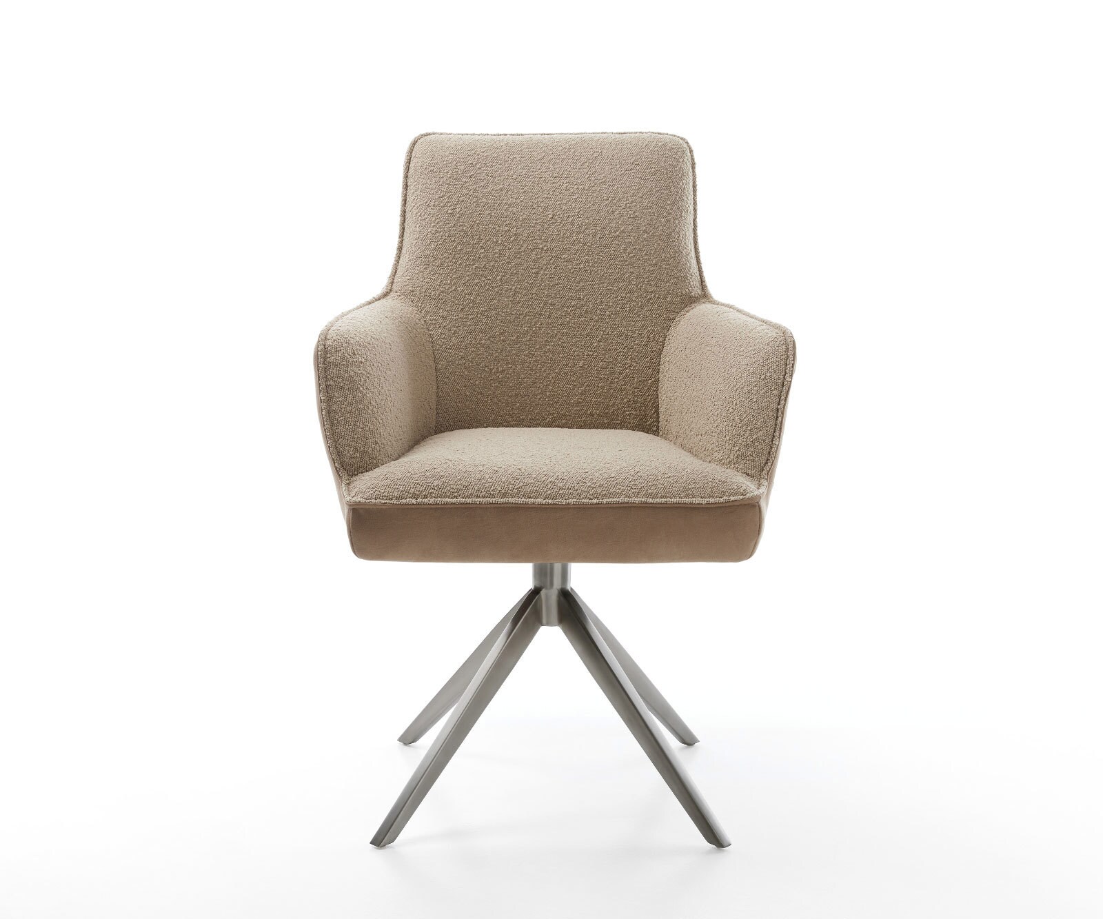 Drehstuhl Heira-Flex mit Armlehnen Materialmix Schlamm Kreuzgestell breit Graphit 360° drehbar Wippfunktion Taschenfederkern 1