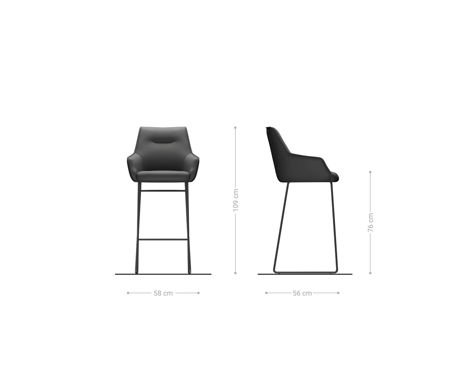 Chaise-de-bar Alja-Flex Bouclé doux Beige Pied trapèze noir Noir Ressort ensaché 6