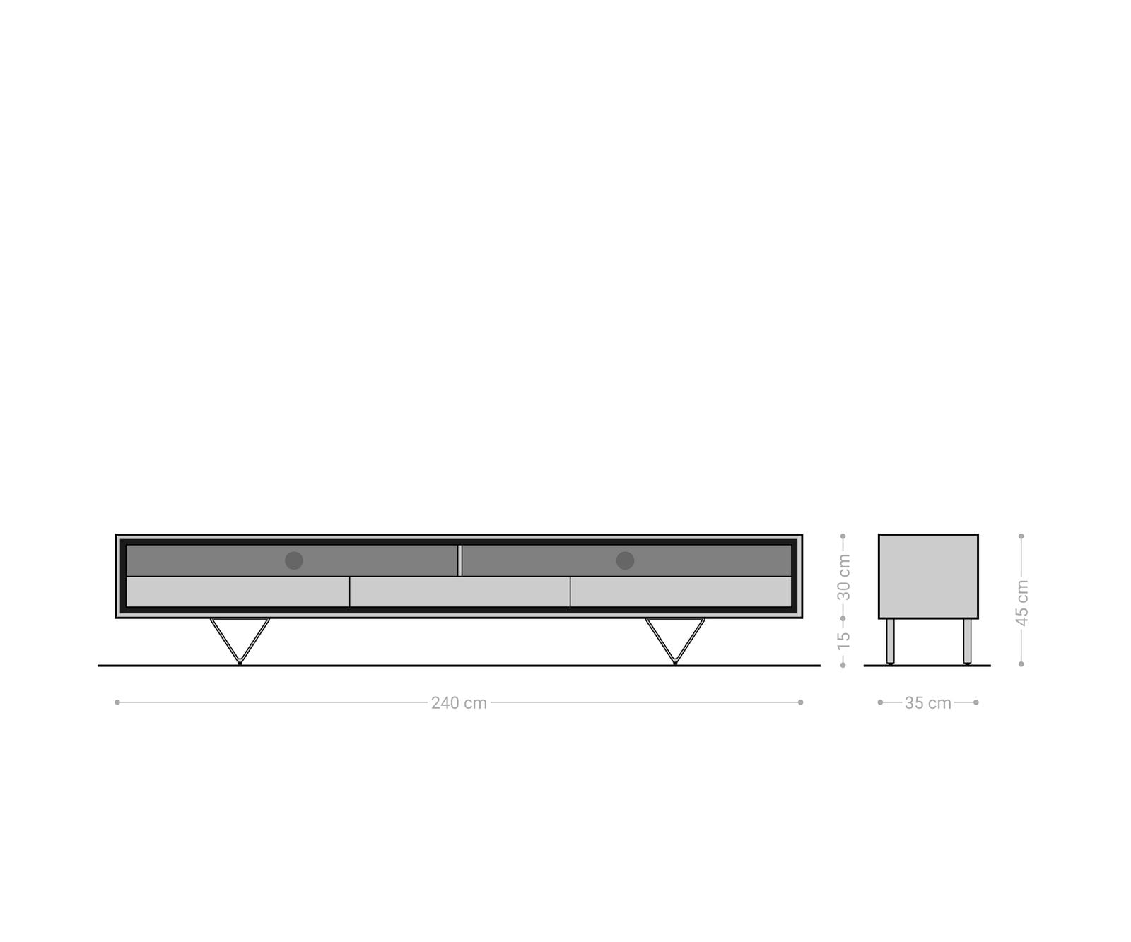 Lowboard Stonegrace 240 cm Akazie Braun Steinfurnier 4 Schubladen 1 Fach V-Fuß Schwarz 5 Lowboard Stonegrace 240 cm Akazie Braun Steinfurnier 4 Schubladen 1 Fach V-Fuß Schwarz 5
