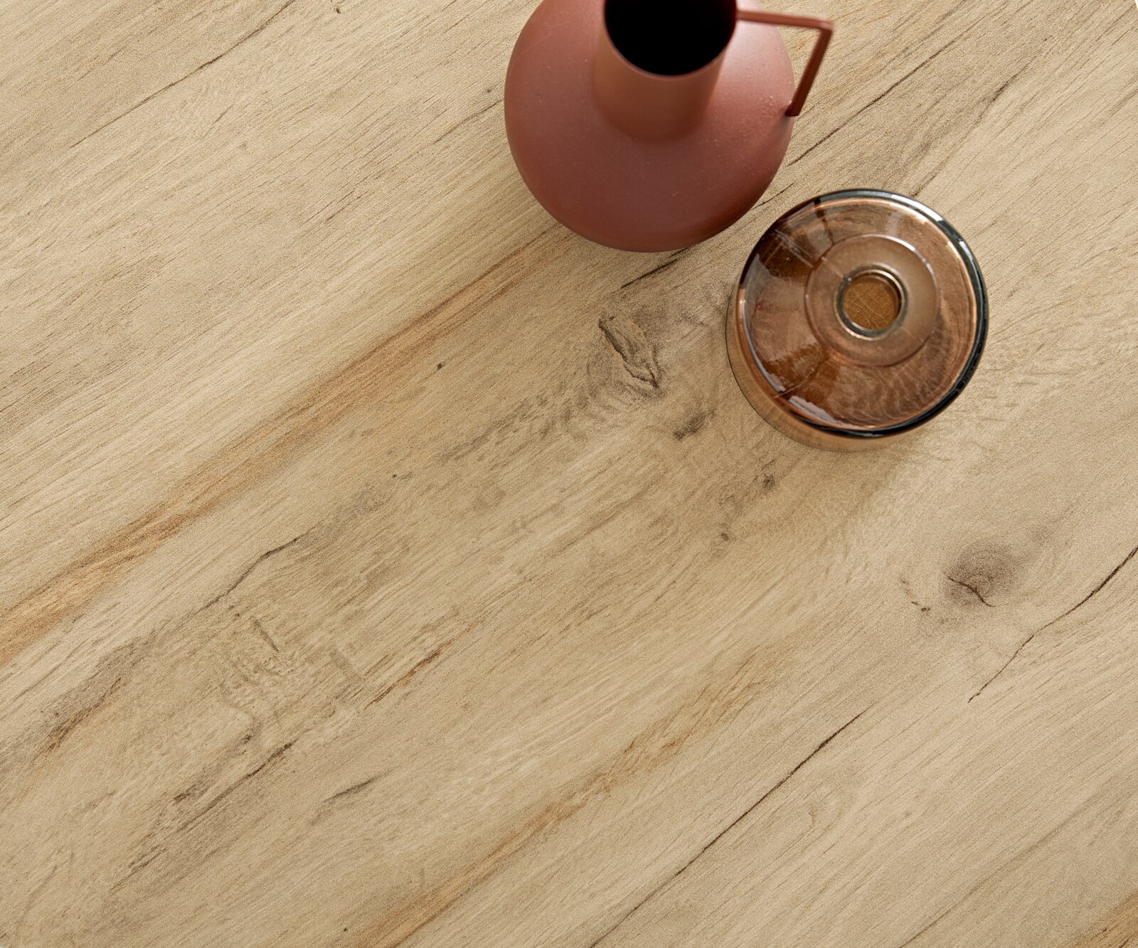 Couchtisch Ekrem 88x85 cm Keramik Laminam® Sabbia Eichefarbig Hairpin rund Edelstahl 7