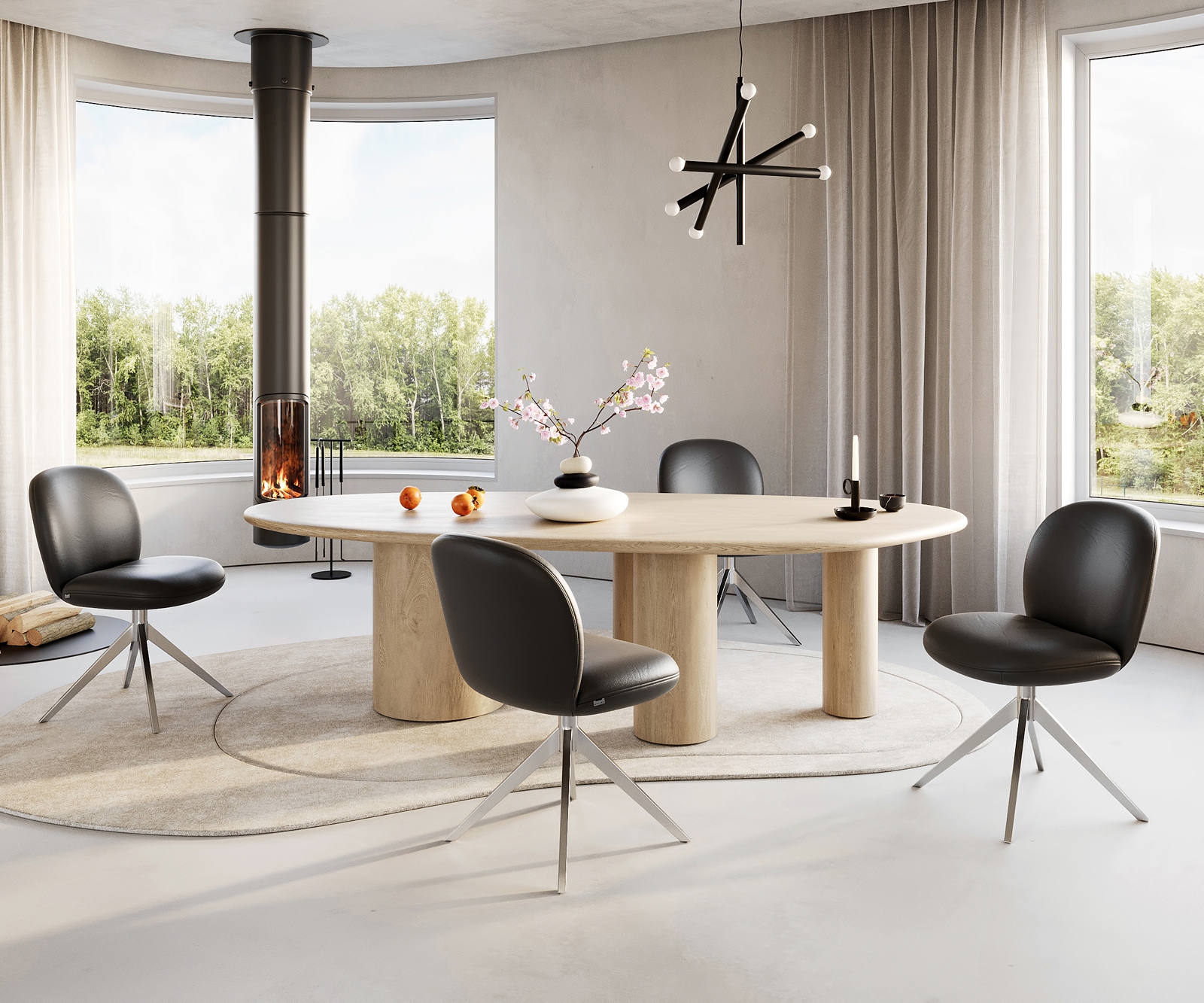 Drehstuhl Nube-Flex Echt-Leder Schwarz Kreuzgestell breit Edelstahl 360° drehbar Taschenfederkern 3 Drehstuhl Nube-Flex Echt-Leder Schwarz Kreuzgestell breit Edelstahl 360° drehbar Taschenfederkern 3