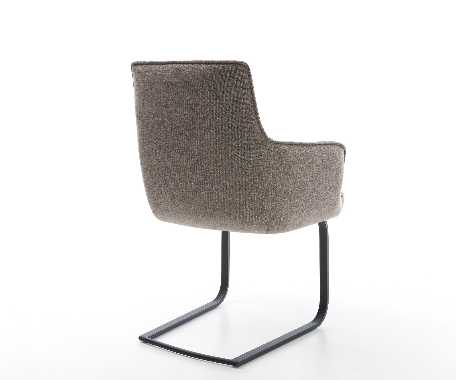 Cantilever Heira-Flex avec accoudoirs tissu structuré doux taupe pied cantilever plat noir ressorts ensachés 4