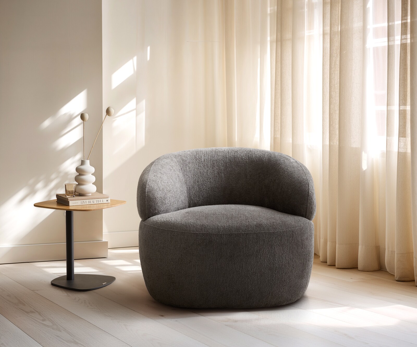 Loungesessel Nova 88x88 cm Bouclé Soft Schlamm 1