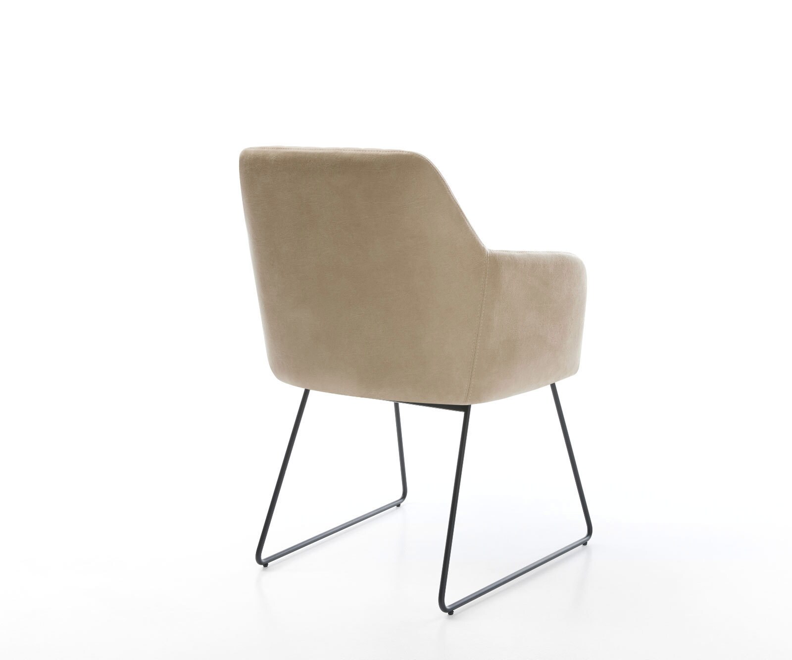 Chaise-de-salle-à-manger Greg-Flex microvelours beige vintage pied trapèze noir ressorts ensachés 4