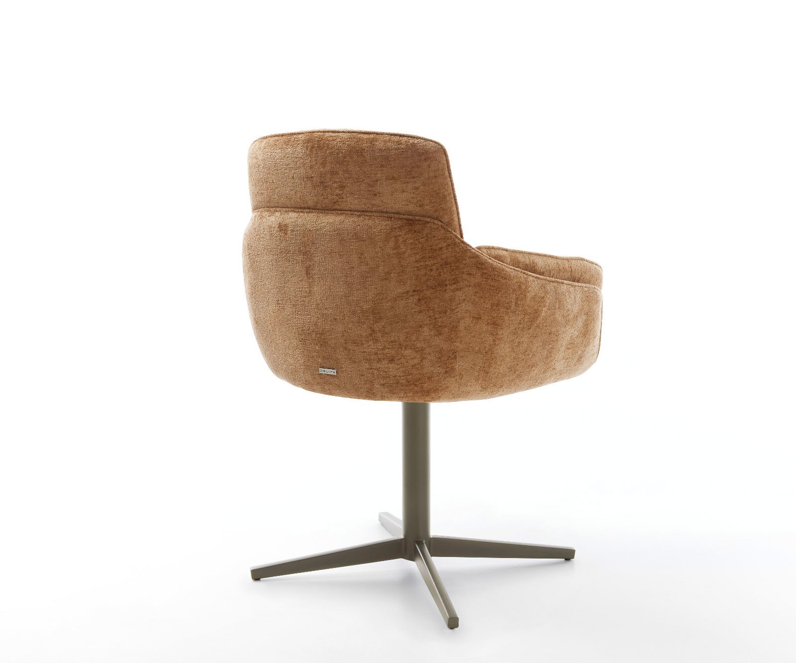 Chaise-pivotante Luan-Flex avec accoudoirs chenille rouille pied de chaise 4 branches aspect titane pivotement sur 360° 4
