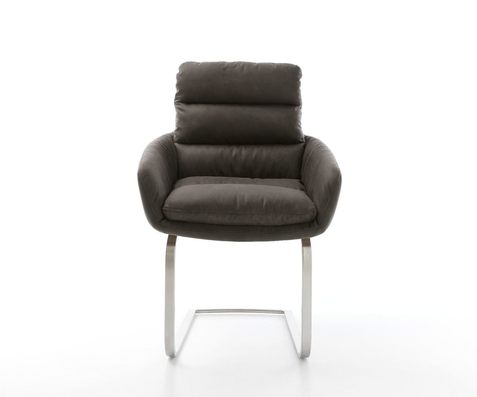 Freischwinger Abelia-Flex mit Armlehnen Mikrofaser Anthrazit Vintage Freischwinger flach Edelstahl 1