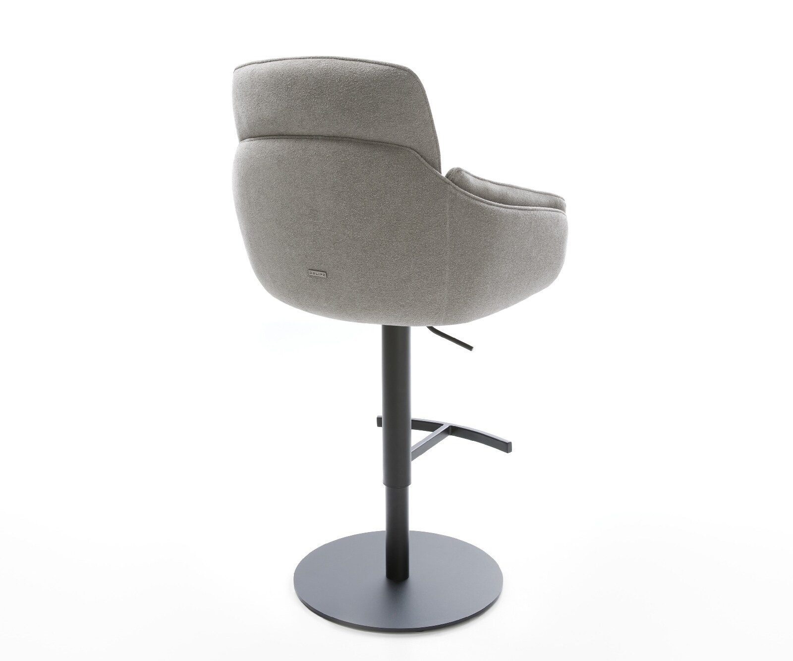 Chaise-de-bar Luan-Flex Tissu structuré doux Gris Pied pivotant réglable en hauteur Noir Noir 5